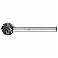 Tungsten carbide high-performance burr INOX ball KUD dia. 12x10 mm shank dia. 6 mm HICOAT for stainless steel