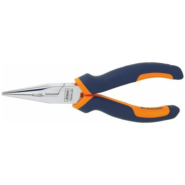 Snipe nose pliers, straight, chrome-plated, with grips