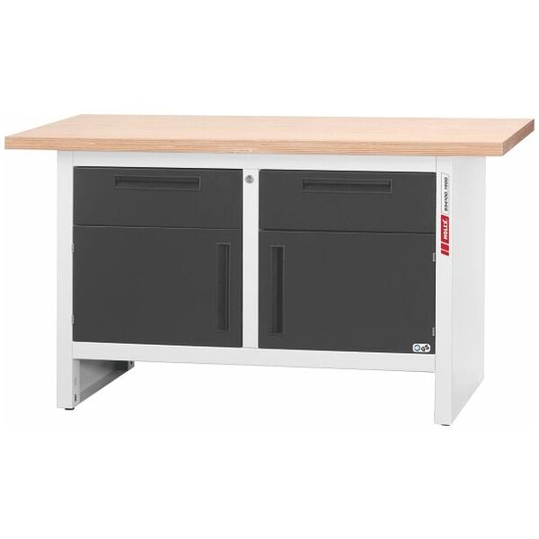 Workbench with 2 drawers and 2 swing doors  1500 mm