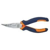 Snipe nose pliers, angled, chrome-plated, with grips