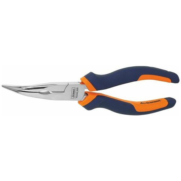 Snipe nose pliers, angled, chrome-plated, with grips  200 mm