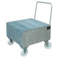 Containment tray for 200 litre drums galvanised, on wheels