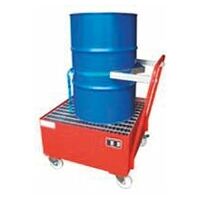 Containment tray for 200 litre drums painted, on wheels