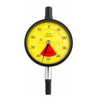 Reloj comparador, tapa con ojal, versión ISO de una vuelta, IP64, protegido contra golpes, 0,8 mm, 0,01 mm