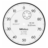 Reloj comparador, tapa con ojal, escala invertida versión ISO, 30 mm, 0,01 mm