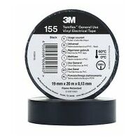 3M™ Temflex™ Vinyl Electrical Tape 155, Black, 19 mm x 20 m, 100 Rolls/Case