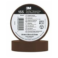 3M™ Temflex™ Vinyl Electrical Tape 155, Brown, 19 mm x 20 m, 100 Rolls/Case