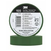 3M™ Temflex™ Vinyl Electrical Tape 155, Green, 19 mm x 20 m, 100 Rolls/Case