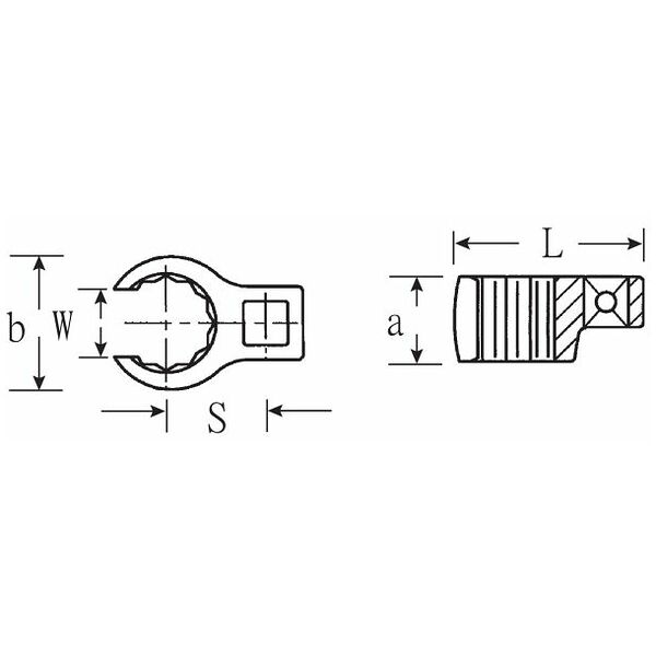Clé à anneau CROW-RING SW.1 1/8 ″ carré intérieur 1/2 ″ L.56,8 mm