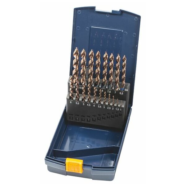 Jobber drill set HSS-E with stepped tip No. 114008 with case  1-10,5