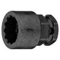 Impact socket ∙ 12-point 21 mm Outside 12-point traction profile Square, hollow 12.5 mm (1/2 inch), Outside hexagon 24 mm