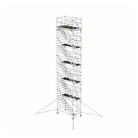 Rolsteiger SG 1,35 x 2,45 m met schuine toegangsladders& uithouders Platformhoogte 10,35 m