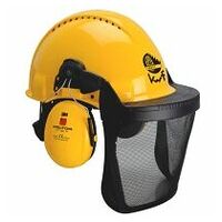 Combinaison de protection de la tête 3M™ G3000 3MY515B en jaune avec capsules H510P3E, système à cliquet, visière en polyamide 5B, bandeau anti-transpiration en cuir, logo KWF
