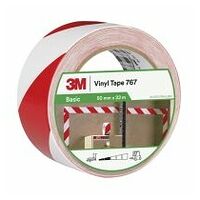 3M™ 767 - Nastro per avvertimento di pericolo di uso generico, Rosso/bianco, 50 mm x 33 m, 12 rotoli, Confezionati singolarmente, convenientemente confezionati