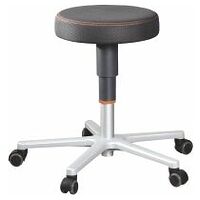 Work stool, fabric cushion, with castors, low