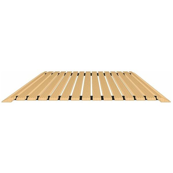 Sicherheits-Holzlaufrost mit 1×Abschrägung Längsseite und 2fachem Anlaufprofil / Breitseiten  Breite 80 cm