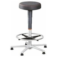 Work stool, fabric cushion, with glides and footrest ring, high