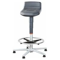 Sitting/standing stool, integral foam, with glides and footrest ring, high