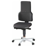 Swivel work chair, fabric cushion, with castors, low