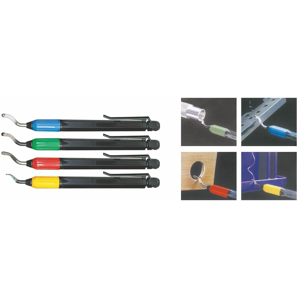 Universal deburrer set (4 holders, each with 1 blade)