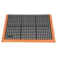 Nitrile rubber floor mat, open structure, with safety edges  black / orange