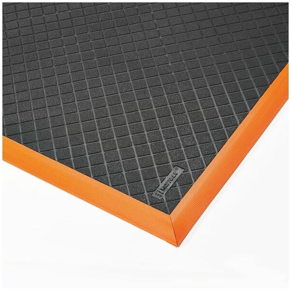 Nitrile rubber floor mat, sealed surface, with safety edges  black / orange
