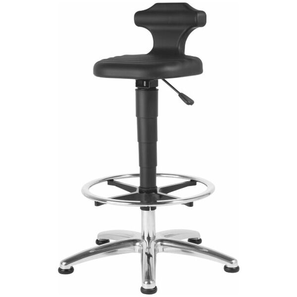 Sitting-standing stool, PU foam with glides and footrest ring