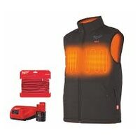 Heated quilted waistcoat with rechargeable battery and neck gaiter  black