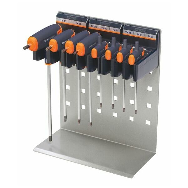 Screwdriver set for Torx®, with Haptoprene T-handle, in an Easyfix sheet metal stand 8 pieces 8