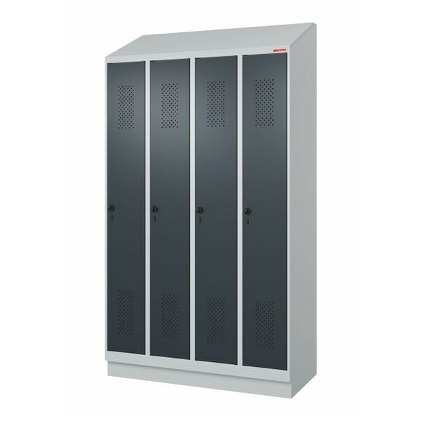Garment locker with a sloping top, fitted base and security twist bar lock 4