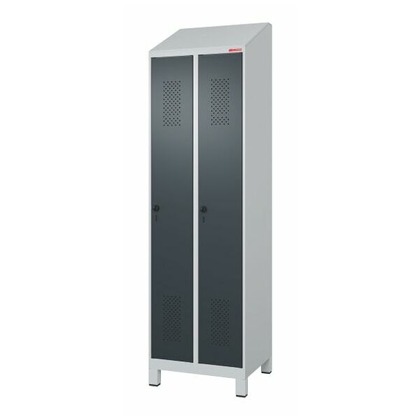 Garment locker with a sloping top, plastic feet and security twist bar lock 2
