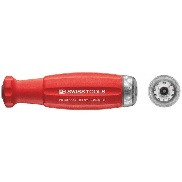 Torque screwdriver with scale, to take interchangeable blades