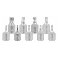 Set of bit sockets for Torx®, 1/4 inch square drive 9 pieces 1/4