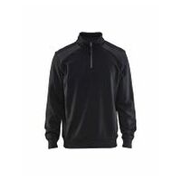 Sweater mit Half-Zip 2-farbig Schwarz/Mittelgrau L