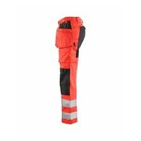 Dames High Vis werkbroek met stretch high vis rood/zwart D20