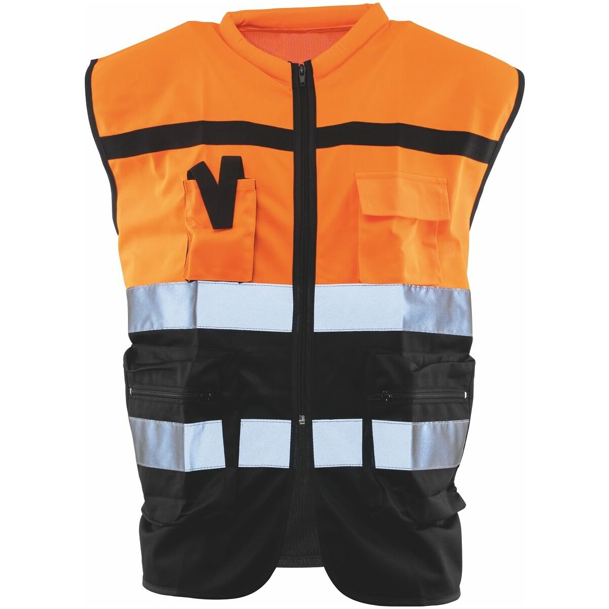 Warnschutz-Weste mit Reißverschluss und Taschen - verschiedene