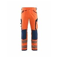 Pantalon de travail High Vis stretch 4 directions sans poches à clous Orange haute visibilité/bleu marine D84