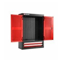 Single top unit, 2 solid doors, 2 drawers red