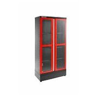 Cabinet 2 glazed doors, 3 shelves, l 1000 x d 506 x h 2060 mm, red