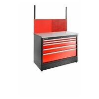 Double base unit, 5 drawers, 1269 x 421 mm, red