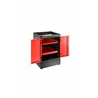 Single base unit, 2 solid doors, 1 shelf, red