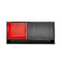 Triple top unit with shutter pegboards for vertical storage, red