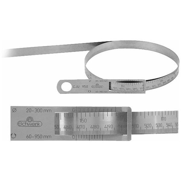 Stainless steel measuring tape for circumference and Ø 950 mm