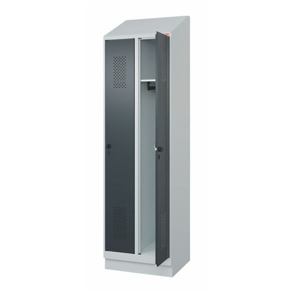 Garment locker with a sloping top, fitted base and security twist bar lock 2