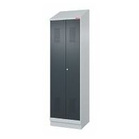 Garment locker with base and sloping roof attachment, for clean &amp; dirty separation and DOM cylinder lock