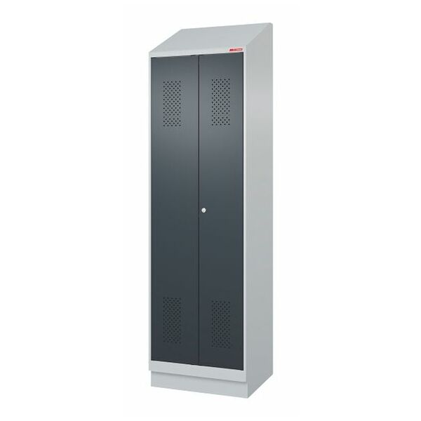 Garment locker with base and sloping roof attachment, for clean &amp; dirty separation and DOM cylinder lock 2