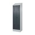 Garment locker with base and sloping roof attachment, for clean &amp; dirty separation and security twist bar lock 2