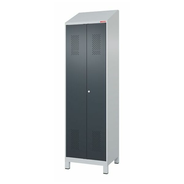 Garment locker with plastic feet and sloping roof attachment, for clean &amp; dirty separation and DOM cylinder lock 2