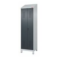 Garment locker with plastic feet and sloping roof attachment, for clean &amp; dirty separation and security twist bar lock