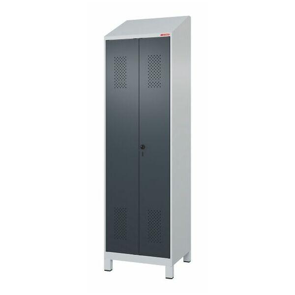 Garment locker with plastic feet and sloping roof attachment, for clean &amp; dirty separation and security twist bar lock 2